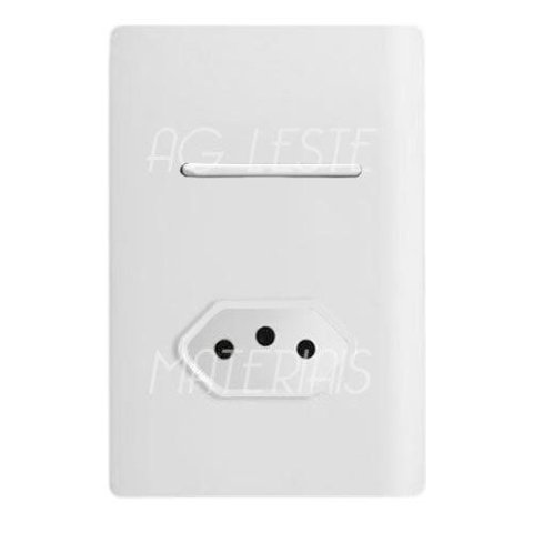 Cj Interruptor Paralelo + Tomada 10a com Suporte 4x2 - Dicompel Novara Branco Total - Dnv1100/20brtl