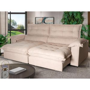 Sofá Retrátil Reclinável Aconchego 2,70m Bouclê