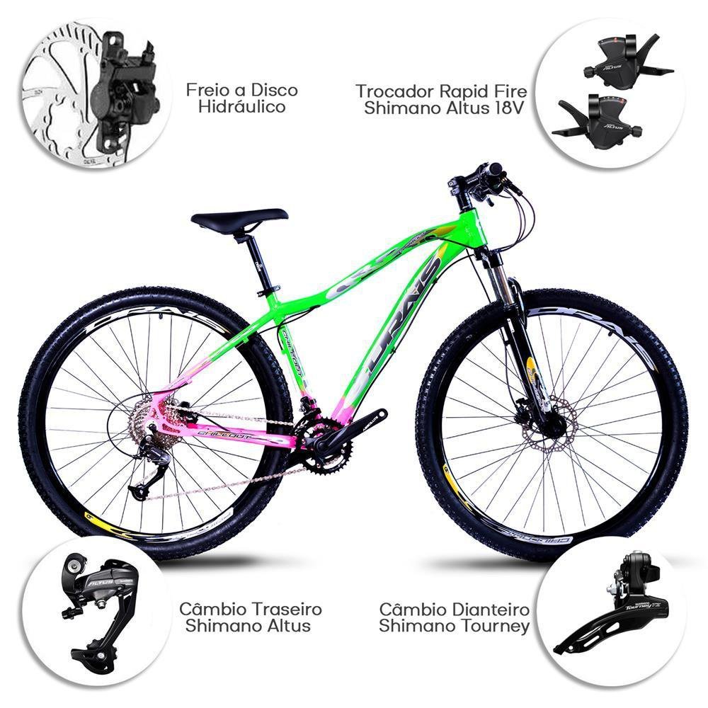 Bicicleta 18V Drais Aro 29 Chillout Freio Hidráulico 19" Verde/Rosa - 325 - 2