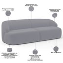 Ver imagem 4 de Sofá 4 Lugares Curvo Orgânico com 02 Poltronas para Sala Living 280cm Barolo L06 Veludo Cinza - Lyam