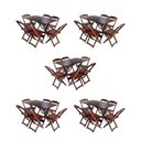 Ver imagem 1 de Kit 5 Jogos De Mesa Dobravel Com 6 Cadeiras De Madeira 120X70 Para Restaurante E Bar - Imbuia