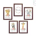 Ver imagem 3 de Kit 5 Quadros Decorativos Safari Baby Aquarela Menina:pinus