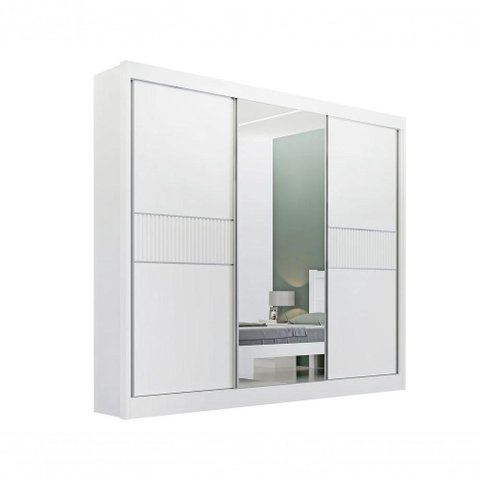 Guarda Roupa Cristal Casal 3 Portas Ripado sem Pés 6 Gavetas D' Doro Cinamomo/off White