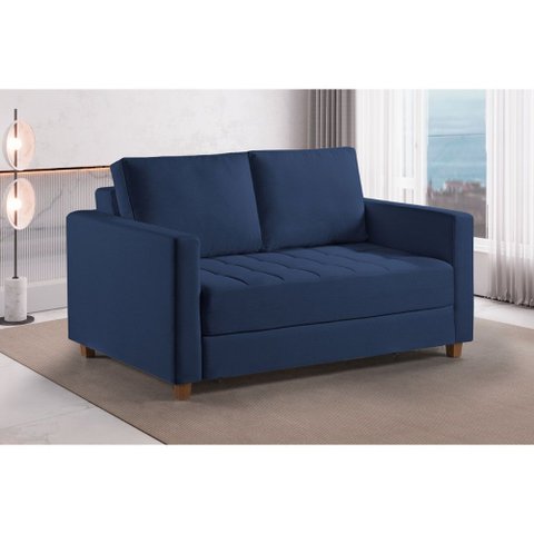 Sofá Cama Casal Marcelle 2 Lugares 150cm Linho Pé de Madeira - Talento Móveis
