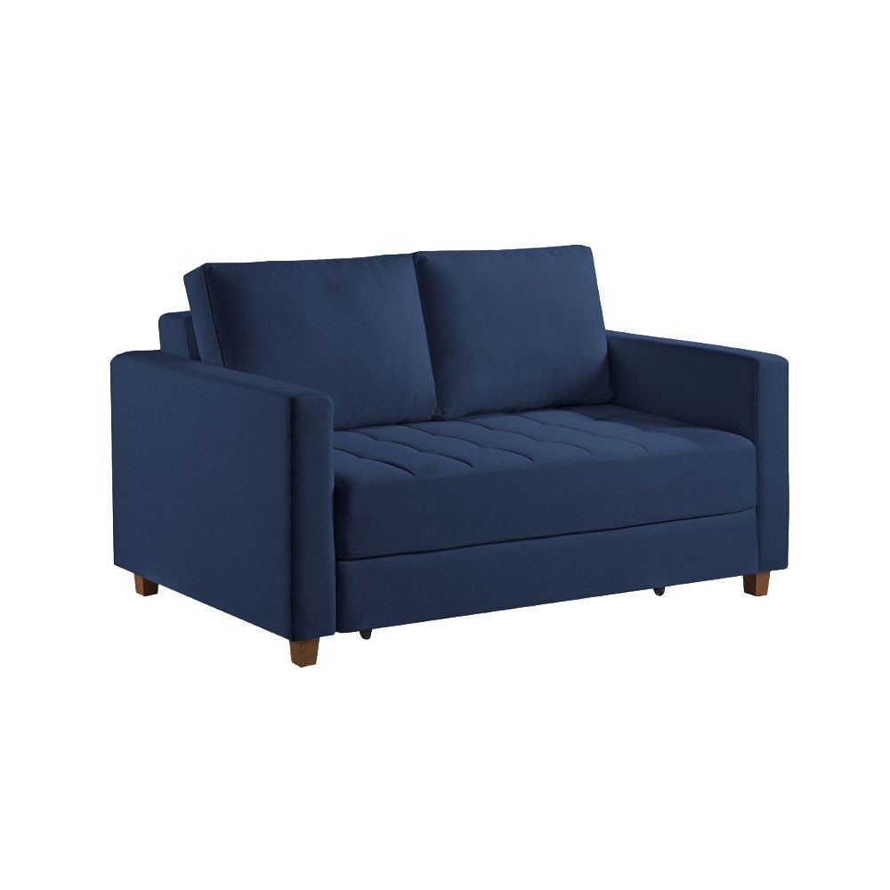 Sofa Cama Casal Marcelle 2 Lugares 150cm Linho Pe de Madeira