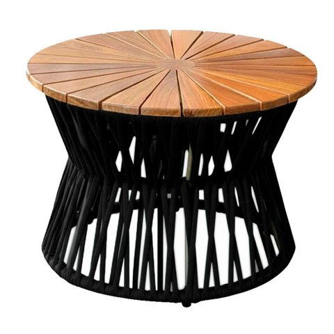 Mesa Monza de Corda Náutica Tampo Madeira em Alumínio Trama Original