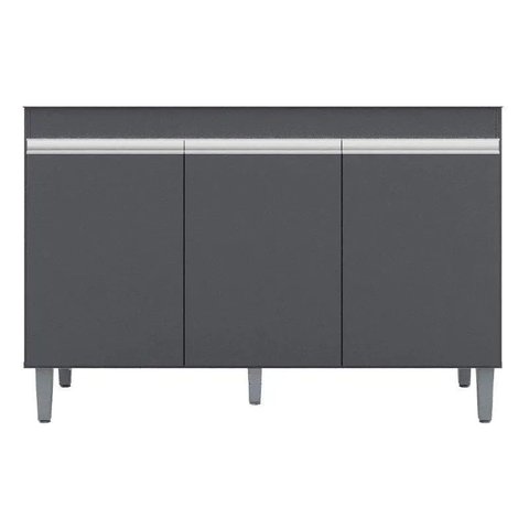 Balcão P/ Pia e Gabinete Manu 120cm 3 Portas:cinza