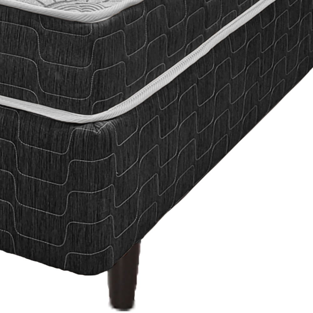 Cama Box Solteiro King Preto + Colchão San Francisco Ortopédico Espuma D33 96x203x54cm - 4