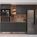 Ver imagem 1 de Cozinha Modulada 6 Peças com Tampo 120cm Torre Quente para 2 Fornos Nicho Decorativo Isabelle Cinza/Freijó/Grafite