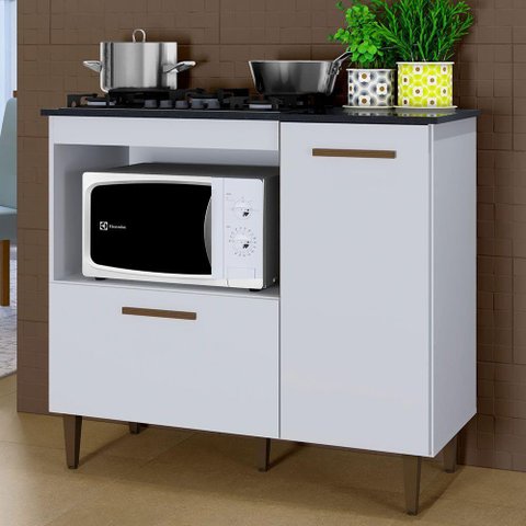 Balcão 2 Portas para Cooktop 4 Bocas Zurique Kaiki Móveis Branco