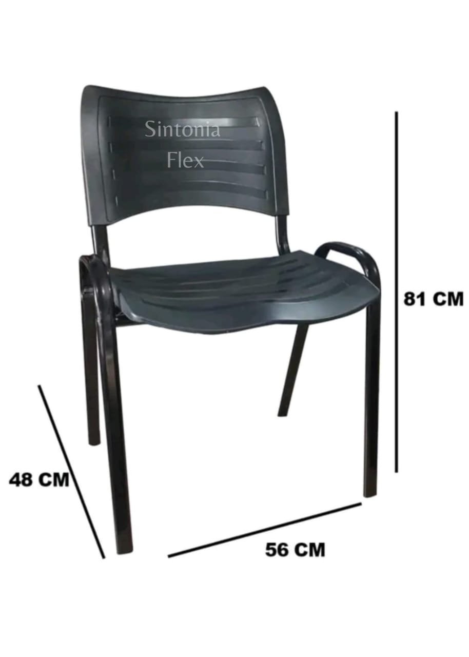 Cadeiras Prisma Iso Fixa Desmontável Empilhavel - Recepção - Sala de Espera - Cor Preta - 2