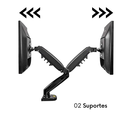 Ver imagem 2 de Suporte Duplo Monitor De Mesa de 17 até 27 Polegadas Preto