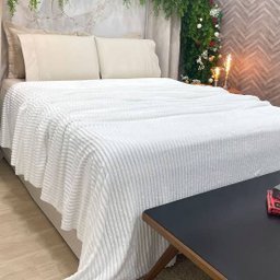 Cobertor Manta Casal Soft Canelada 2,20m X 1,80m Califórnia Cor Branca - 3