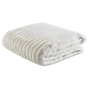 Cobertor Manta Casal Soft Canelada 2,20m X 1,80m Califórnia Cor Branca