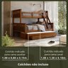 Beliche Casal Solteiro de Madeira + Aux Solteiro com Gavetas Woodstore - 3