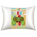 Ver imagem 1 de Fronha de Cetim Personalizada Gamer Eat Sleep MG3