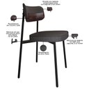 Ver imagem 7 de Kit 06 Cadeiras Estofada para Sala de Jantar Astrid Preto C01 Linho Preto Courino Café - Lyam Decor