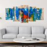 Quadro Artístico Pinceladas Vertical Azul Mosaico Decorativo - 3