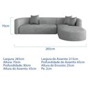 Ver imagem 3 de Sofá Modular Sala de Estar Decoração Luxo 265cm Lado Esquerdo Bouclé Celinne Luxuoso Cinza