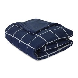 Capa Edredom Solteiro Algodão Percal 150 Fios Duvet Essencialle:Grid Marinho - 3