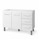 Ver imagem 2 de Balcão Gabinete Pia Cozinha sem Tampo 120cm 2 Porta 3 Gaveta Cor:Branco