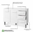 Ver imagem 4 de Balcão Gabinete Pia Cozinha sem Tampo 120cm 2 Porta 3 Gaveta Cor:Branco