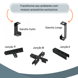 Perfilado Perfurado 38x38x3000 Mm #24 Cor Preta Trilho Spot - 6