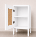 Ver imagem 1 de Mesa de Cabeceira Madeira 100% MDF, Cor Branco, 1 Porta, Detalhe de Palhinha