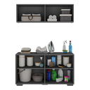 Ver imagem 3 de Conjunto Lavanderia Multiuso Armário Aéreo e Balcão 4 Portas Multimóveis Mp5054 Grafite/preto