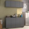 Conjunto Lavanderia Multiuso Armário Aéreo e Balcão 4 Portas Multimóveis Mp5054 Grafite/preto - 1