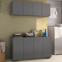 Ver imagem 1 de Conjunto Lavanderia Multiuso Armário Aéreo e Balcão 4 Portas Multimóveis Mp5054 Grafite/preto