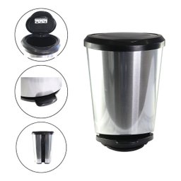 Lixeira com Pedal Label Prata Cozinha Banheiro 10 Litros - 3