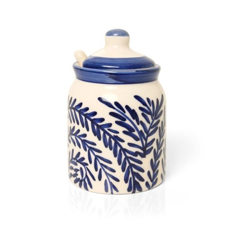 Açucareiro de Cerâmica Branco e Azul