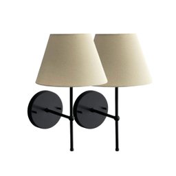 Kit 2 Arandela de Parede Clássica Preto com Cúpula Bege Decoração Casa e Sala, Quarto, Cama - 4