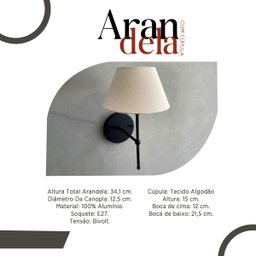 Kit 2 Arandela de Parede Clássica Preto com Cúpula Bege Decoração Casa e Sala, Quarto, Cama - 6