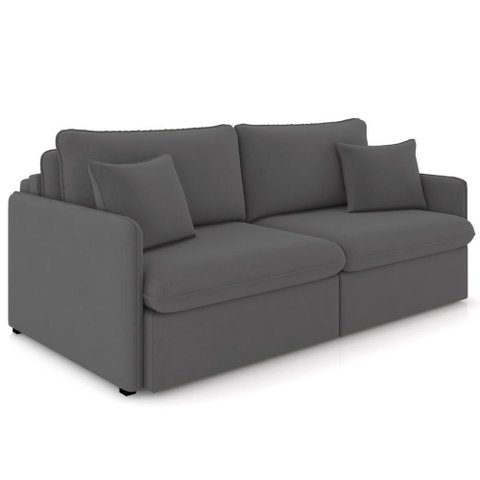 Sofá Cama Retrátil para Sala de Estar 214cm Una K01 Veludo Cinza - Lyam Decor
