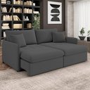 Ver imagem 2 de Sofá Cama Retrátil para Sala de Estar 214cm Una K01 Veludo Cinza - Lyam Decor