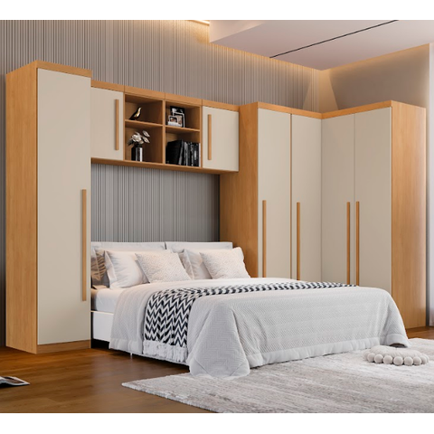 Dormitório Modulado Dallas 8 Peças Cinamomo/Off - Benetil