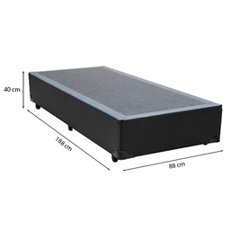Cama Box Solteiro 88 Tecido Sintético Preto com Colchão Polônia Bello Box - D28 65x88x188 - 3