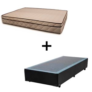 Cama Box Solteiro 88 Tecido Sintético Preto com Colchão Polônia Bello Box - D28 65x88x188