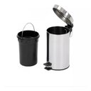 Ver imagem 1 de Lixeira Inox 8 Litros Luxo Pedal Cesto Lixo Removivel Retro Vintage Banheiro 8L Prateada