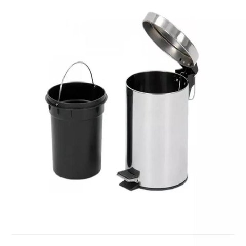 Lixeira Inox 8 Litros Luxo Pedal Cesto Lixo Removivel Retro Vintage Banheiro 8L Prateada