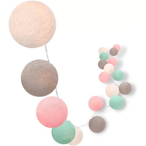 Bolinhas de Luz Cormilu Led, À Pilha, 10 Bolas, 1.5m, (rosa e Verde)