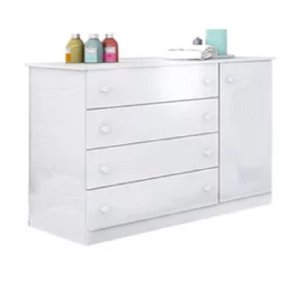 Cômoda Sapateira Infantil Julie Branco 4 Gavetas e 1 Porta