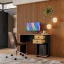 Ver imagem 6 de Escrivaninha Retangular Freijo Moderno 2 Gavetas MDF 100cm Qmovi