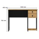 Ver imagem 3 de Escrivaninha Retangular Freijo Moderno 2 Gavetas MDF 100cm Qmovi