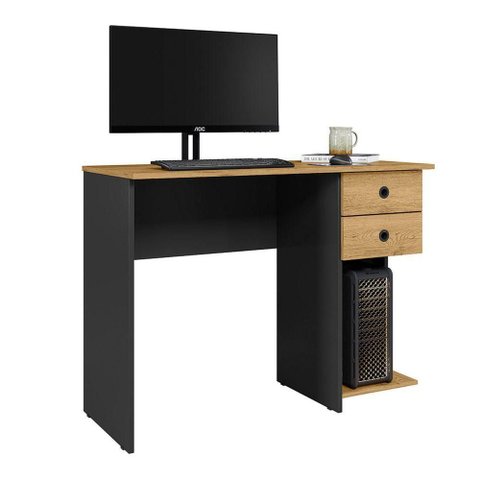 Escrivaninha Retangular Freijo Moderno 2 Gavetas MDF 100cm Qmovi