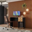 Ver imagem 4 de Escrivaninha Retangular Freijo Moderno 2 Gavetas MDF 100cm Qmovi