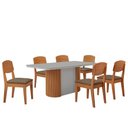 Ver imagem 2 de Mesa de Jantar Aspen 180cm Tampo Mdf Vidro com 6 Cadeiras Copper Moderna Mobília