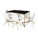 Ver imagem 6 de Mesa Jantar Industrial Retangular 137X90Cm Preta Base V Com 6 Cadeiras Brancas Base Dou Cor: Preto
